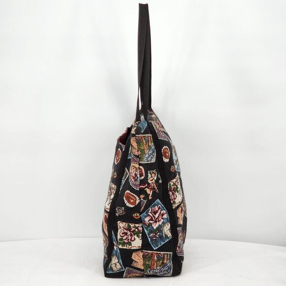 Handmade Cupid Love Tapestry Black Large Weekender Tote Bag - Picture 3 of 13